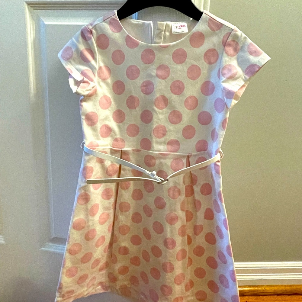 European pink polka dot girls dress
